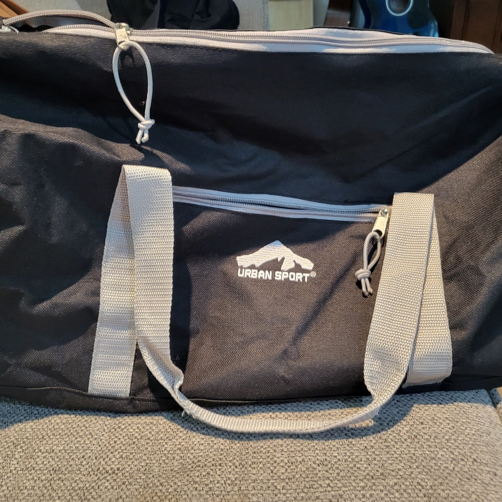 Black and Gray Duffel Bag